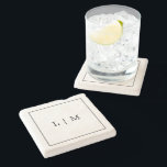 Zwart-wit Eenvoudig Klassiek Minimalistisch Monogr Stenen Onderzetter<br><div class="desc">Eenvoudig stenen onderzetter met een modern,  maar elegant design met twee Letter-monogram omringd door een dunne rand in klassiek zwart-wit. Een set van deze chic en stijlvolle onderzetters maken een geweldig trouwcadeau voor een minimalistisch stel.</div>