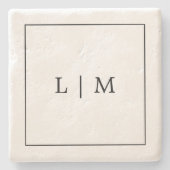 Zwart-wit Eenvoudig Klassiek Minimalistisch Monogr Stenen Onderzetter (Voorkant)