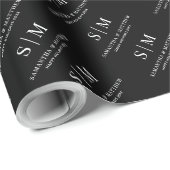 Zwart-wit eenvoudig koppelmonogram cadeaupapier (Rol Hoek)
