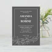 Zwart Wit Eenvoudig Minimalistisch Elegant Bruilof Kaart (Staand voorkant)