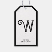 Zwart wit, eenvoudig minimalistisch monogram met d cadeaulabel (Voorkant)