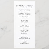 Zwart-wit eenvoudig minimalistisch script bruiloft programmakaart (Achterkant)