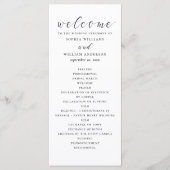 Zwart-wit eenvoudig minimalistisch script bruiloft programmakaart (Voorkant)