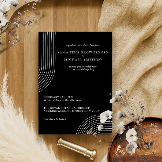 Zwart-wit Eenvoudig Modern Minimaal Geometrisch Kaart