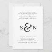 Zwart-wit eenvoudig modern minimalistisch huwelijk kaart (Voorkant)