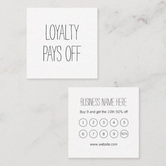 Zwart-wit, eenvoudig modern minimalistisch klantenkaartje (Voorkant / Achterkant)