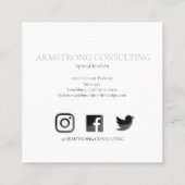 Zwart-wit Eenvoudig Modern Monogram Consultant Vierkante Visitekaartje (Achterkant)