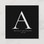 Zwart-wit Eenvoudig Modern Monogram Consultant Vierkante Visitekaartje (Voorkant)