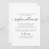 Zwart-wit eenvoudig modern script doop kaart (Voorkant / Achterkant)