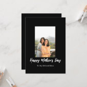 Zwart-wit eenvoudig Moederdag-groet van ROE Kaart (Voorkant / Achterkant in situ)