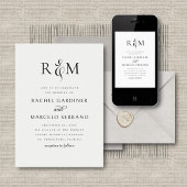 Zwart Wit Eenvoudig Monogram Ampersand Wedding Kaart