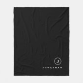Zwart & Wit | Eenvoudig monogram MEDA en naam Fleece Deken (Voorkant)