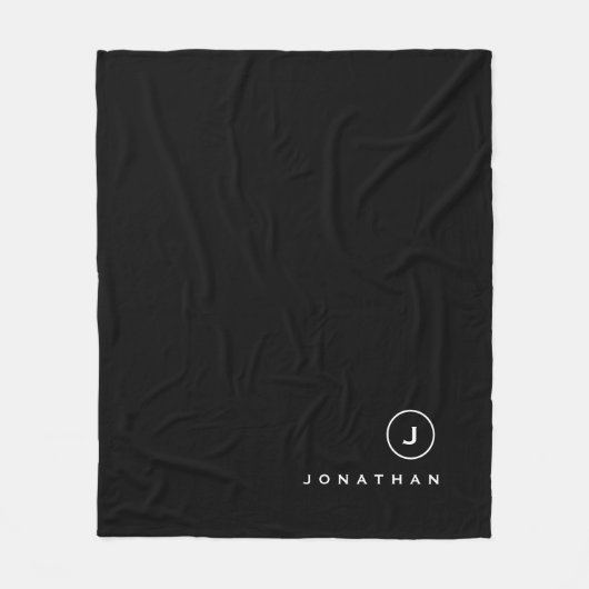 Zwart & Wit | Eenvoudig monogram MEDA en naam Fleece Deken (Voorkant)