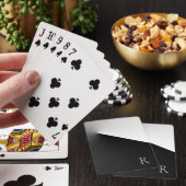 Zwart Wit Eenvoudig Monogram Pokerkaarten (Insitu)