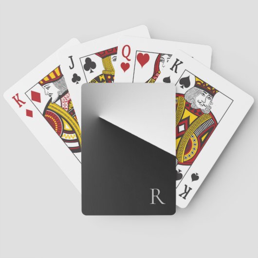 Zwart Wit Eenvoudig Monogram Pokerkaarten (Achterkant)