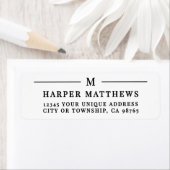 Zwart Wit Eenvoudig Monogram Retouradres Etiket (Insitu)