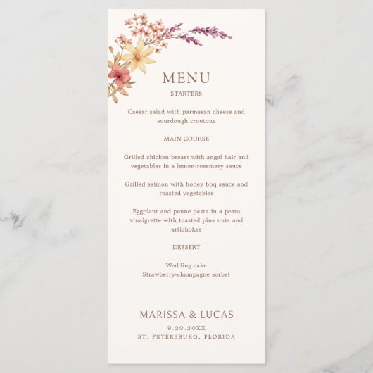 Zwart Wit Eenvoudig Monogram Trouwmenu Menu (Voorkant)