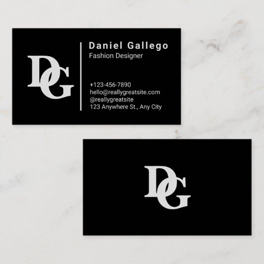 Zwart-wit Eenvoudig persoonlijk Visitekaartje (Voorkant / Achterkant)