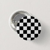 Zwart-wit eenvoudig ruitpatroon ronde button 3,2 cm (Voorkant /achterkant)