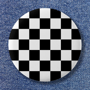 Zwart-wit eenvoudig ruitpatroon ronde button 3,2 cm