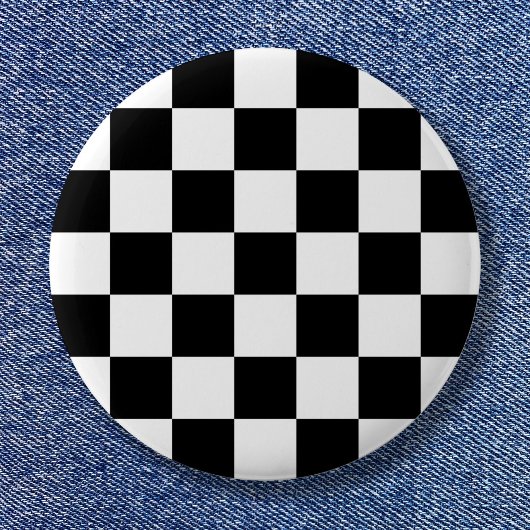 Zwart-wit eenvoudig ruitpatroon ronde button 3,2 cm