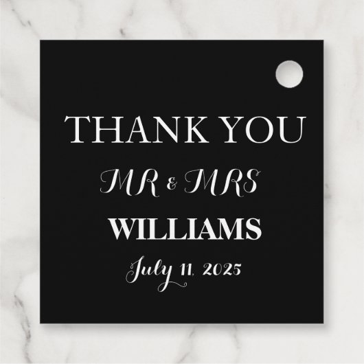 Zwart-wit Eenvoudig Script Minimalistische bruilof Bedankjes Labels (Achterkant)