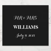 Zwart-wit Eenvoudig Script Minimalistische bruilof Bier Etiket (Enkel label)