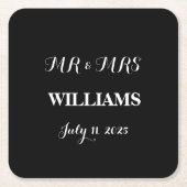 Zwart-wit Eenvoudig Script Minimalistische bruilof Kartonnen Onderzetters (Voorkant)