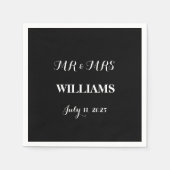 Zwart-wit Eenvoudig Script Minimalistische bruilof Servet (Voorkant)