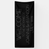 Zwart-wit Eenvoudig Script Minimalistische bruilof Spandoek (Verticaal)