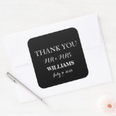 Zwart-wit Eenvoudig Script Minimalistische bruilof Vierkante Sticker (Envelop)