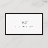 Zwart-wit Eenvoudig Script Monogram Minimalistisch Visitekaartje (Voorkant)