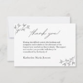 Zwart-wit Eenvoudig Script Sympathie Begrafenis Bedankkaart (Voorkant)