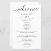 Zwart-wit eenvoudig script trouwprogramma (Voorkant / Achterkant)