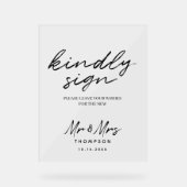 Zwart wit Eenvoudig script voor weduwschap Acryl Bord (Voorkant)