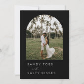 Zwart Wit Eenvoudig Strand Bruiloft Save the Date (Voorkant)