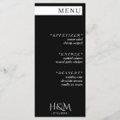 Zwart Wit Eenvoudig Streep Diner Bruiloft Receptie Menu (Voorkant)