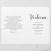 Zwart-wit eenvoudig trouwprogramma gevouwen (Voorkant)