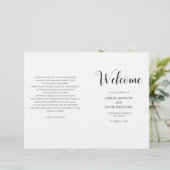 Zwart-wit eenvoudig trouwprogramma gevouwen (Staand voorkant)