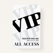 Zwart Wit Eenvoudig VIP-evenement Badge (Voorkant)