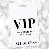 Zwart Wit Eenvoudig VIP-evenement Badge