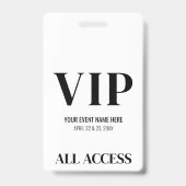 Zwart Wit Eenvoudig VIP-evenement Badge (Back)