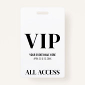 Zwart Wit Eenvoudig VIP-evenement Badge (Voorkant)