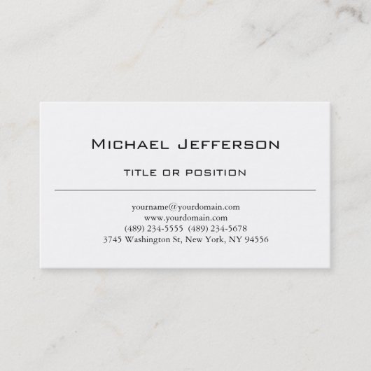 Zwart-wit, eenvoudig Visitekaartje met platte plaa (Voorkant)