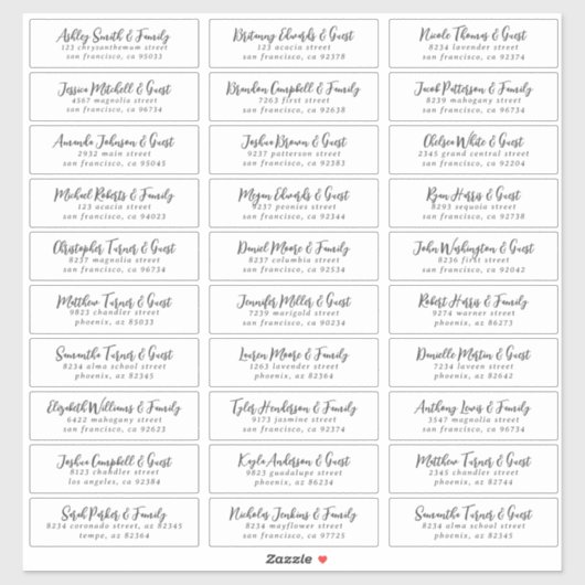 Zwart-wit Eenvoudig Weddenschap Adres Sticker (Vel)