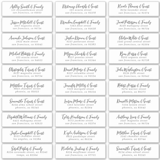 Zwart-wit Eenvoudig Weddenschap Adres Sticker (Voorkant)