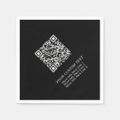 Zwart & Wit Eenvoudig Zakelijk QR-code Promotionee Servet (Voorkant)