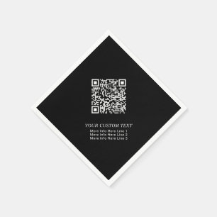 Zwart & Wit Eenvoudig Zakelijk QR-code Promotionee Servet