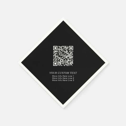 Zwart & Wit Eenvoudig Zakelijk QR-code Promotionee Servet (Hoek)