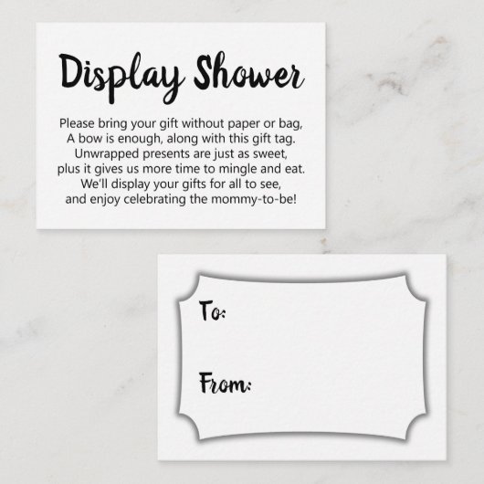 Zwart-wit, eenvoudig, zonder omloop, Baby shower Informatiekaartje (Voorkant / Achterkant)